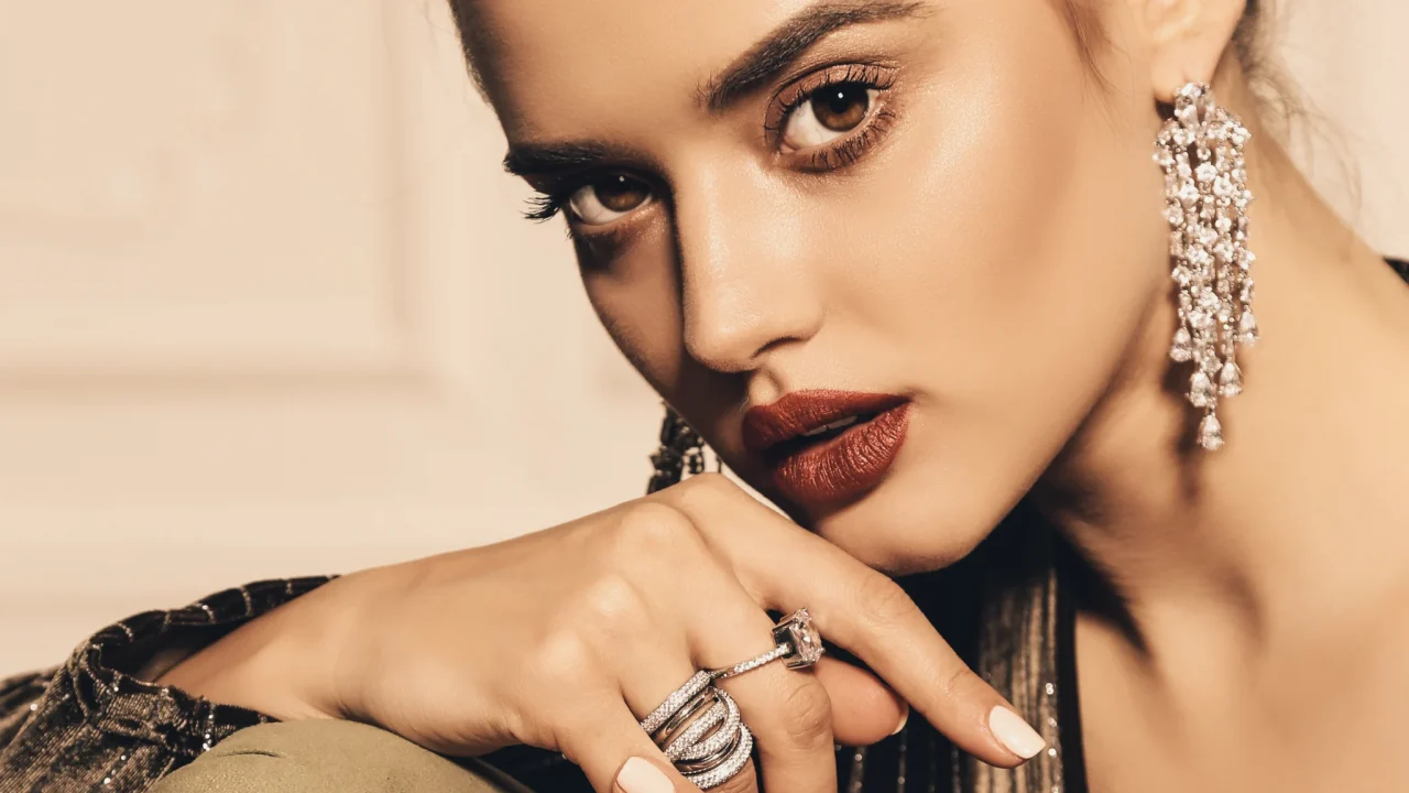 a beautiful woman with diamonds jewelry